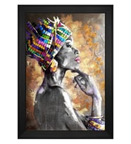 Kadın Motifli Kanvas Tablo 80 x 110 cm Siyah Çerçeve