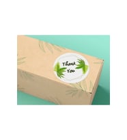 E ticaret Etiketleri Serisi Thank You Sticker Yeşil Yapraklı Tasarım Yuvarlak Mat 4 Cm - 40 Adet