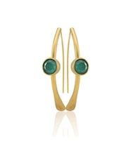 Kadir Jewellery 22 Ayar Altın Kaplama Kadın Taşlı Küpe -El İşçiliği Ve Hipoalerjenik Küpe (K.Yeşil)
