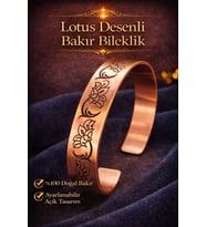 Kadın Bakır Bileklik Lotus Çiçeği Desenli El İşçiliği Saf Bakır Bilezik
