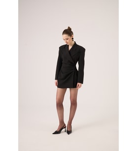 Beli Drape Detaylı Heleni Blazer Ceket Siyah