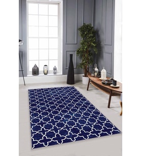 Lacivert Spor Kaymaz Tabanlı Makinede Yıkanabilir Halı MO04 - 100 x 160 cm
