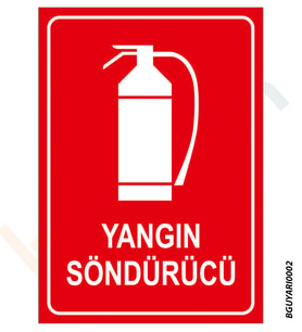 Bizerk Görsel  Yangın Söndürücü Uyarı İkaz Levhası 3mm Dekota UV Baskı-A3