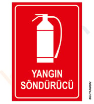 Bizerk Görsel  Yangın Söndürücü Uyarı İkaz Levhası 3mm Dekota UV Baskı-A3