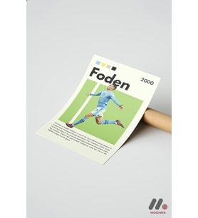 Foden Futbol Posteri, Çerçevesiz Yüksek Kalite Duvar Afişi - Spor Severlere Hediye