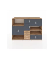 Kronos Dolap 9 Raflı 4 Çekmeceli 8 Kapaklı 220x59x163 Çam-Antrasit/Çam