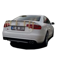 Audi A4 Uyumlu B8 Makyajlı 2012 - 2016 S4 Arka Tampon Eki - Difüzör (Plastik)