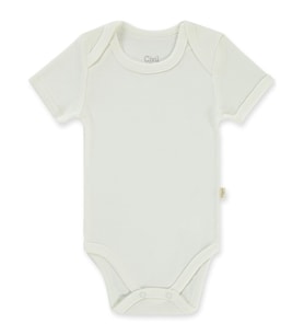 Civil Baby Düz Kısa Kol Çıtçıtlı Badi - Beyaz