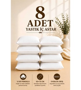 Pamuklu Yastık İç Astar 50x70 cm Fermuarlı Beyaz
