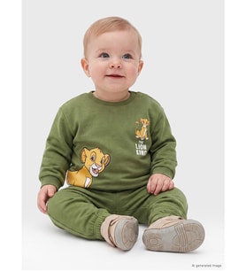 LCW baby Yeşil Aslan Kral Baskılı Erkek Bebek Takım
