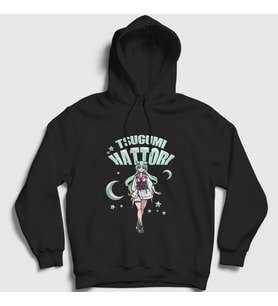 Presmono Unisex Siyah Hattori Tsugumi Anime Orient Kapüşonlu Sweatshirt 485017tt
