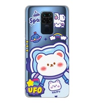 Xiaomi Redmi NOTE 9 Uyumlu Ufo Ayı Tasarımlı Şeffaf Telefon Kılıfı