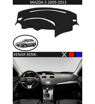 Mazda 3 2009-2013 Için Uygun Torpido Koruma Halısı Siyah Kenar Renk Siyah