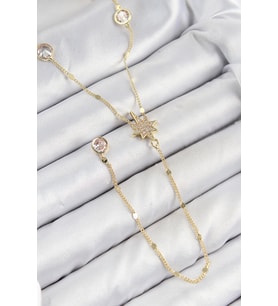 Pirinç Zirkon Taşlı Kutup Yıldızı Model Gold Renk Y Kolye 5886 - SSSSSS7455-7873