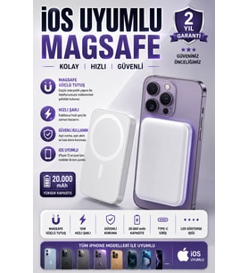 5000 mAh iOS Uyumlu MagSafe Kablosuz Şarj Destekli Powerbank