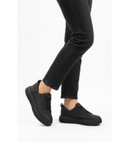 Ayakmod Siyah Beyaz Kalın Taban Bağcıklı Unisex Spor Ayakkabı OZ-03 Z