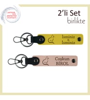 Pati Pati Bir Aşkın Temsili, Kedi Temalı, İsme Özel Yazılı Anahtarlık, Sarı-Yavru Ağzı