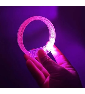Pembe Led Işıklı Baskı Yapılabilen Pilli Bileklik Bilezik 1,5 cm Genişlik