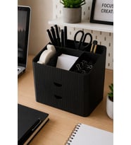 Modern 6 Bölmeli 2 Çekmeceli Masaüstü Organizer Makyaj Ofis ve Mutfak Düzenleyici Saklama Kutusu