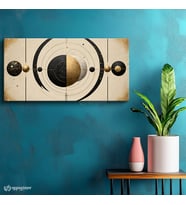 Yatay Panoramik Kanvas Tablo Gezegenler Uzay Astronomi Tablosu Ev Ofis Duvar Dekoru