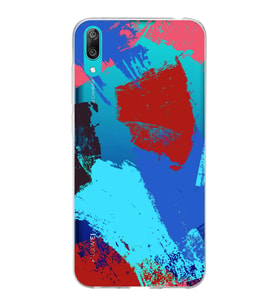 Huawei Y7 Pro 2019 Uyumlu Kapak Brush Stroke Tasarımlı Şeffaf Silikon Kılıf