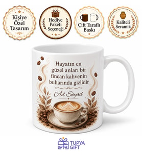 Mocha Temalı Özel Tasarım Baskılı Kupa Bardak Kahve Severler İçin Hediye