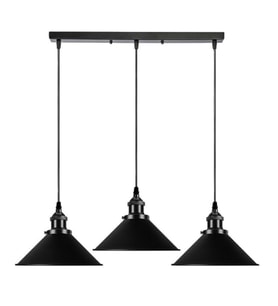 RİOLİGHT VİNTAGE,RETRO,RUSTİK, MASA ÜSTÜ SİYAH 3XE27 DUYLU METAL SARKIT AVİZE UZUNLUK:60CM