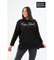 Kadın Tunik Büyük Beden Capri Island Baskılı ince Sweatshırt SPR26BTK990-1