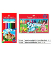Okul Faber Castell Boya Seti Lüks Kuru Boya, Pastel Boya 2 li