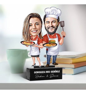 Kişiye Özel Aşçı Sevgililer Sevgiliye Hediye Karikatürlü Biblo