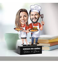 Kişiye Özel Aşçı Sevgililer Sevgiliye Hediye Karikatürlü Biblo