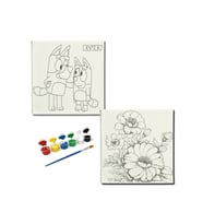 Okul Etkinliği-2'li Tuval Boyama Seti. 20x20 Cm Uv Baskı 6 Akrilik Boya 1 Fırça-model-364