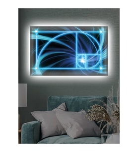 Led Işıklı Mavi Altın Oran Kanvas Tablo