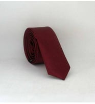 Bordo Ultra Slim Fit Düz Renk Saten Kravat - USS-04 (Renksiz)