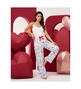 Kadın Viskon Pamuklu Pijama Altı Soft Örme Mevsimlik Ev Pantolonu Denizci