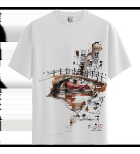 Canal Reflection - %100 Pamuklu Kadın Beyaz Tişört - Premium Quality