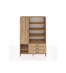 Hyperion Gardrop 9 Raflı 3 Çekmeceli Tek Kapaklı  132x44x195 Çam-Çam