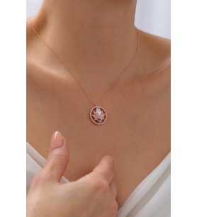 Gümüş Lotus Çiçeği Kolye  925 Ayar Gümüş Kolye (Beyaz)