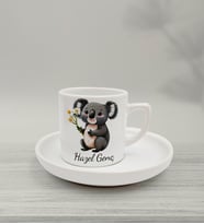 Kişiye Özel Sevimli Koala Tasarımlı Türk Kahvesi Fincanı