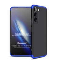 Microsonic Samsung Galaxy S22 Plus Kılıf Double Dip 360 Protective Siyah Mavi (Siyah-Mavi)