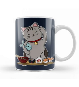 Sushi Cat Lucky Kedi Kupa Bardak Porselen