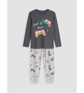 LCW Kids Gri Bisiklet Yaka Erkek Çocuk Pijama Takım