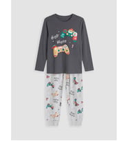 LCW Kids Gri Bisiklet Yaka Erkek Çocuk Pijama Takım