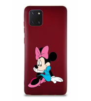 Samsung Galaxy Note 10 Lite Soft Premier Kapak Minnie Mouse-E Tasarımlı Silikon Kılıf - Mürdüm (Şeffaf)