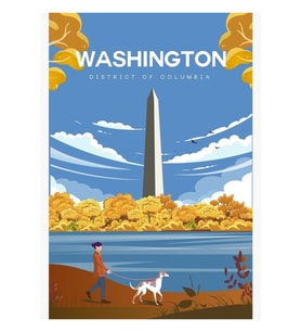 Washington Dc Seyahat Afişi, Columbia Bölgesi Tablo Ahşap Poster Dekoratif