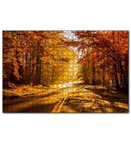 Cakapuzzle Sonbahar Ormandan Geçen Yol ve Güneş Işınları  Puzzle Yapboz MDF (Ahşap) (120 Parça)