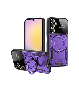 Newface Samsung Galaxy S25 Plus Kılıf Joy Lens Standlı Kapak - Mor