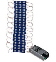 20 Adet 12 Volt 1.2 Watt 3 Lensli Turkuaz 2835 SMD Led Modül IP65 5A Slim Trafo Set