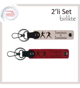 Ringe Ait Olduğunu Bilenlere, Dövüşçü Ruh, Kişisel İsimli 2’li Anahtarlık Takımı, Pudra-Kırmızı