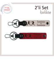 Ringe Ait Olduğunu Bilenlere, Dövüşçü Ruh, Kişisel İsimli 2’li Anahtarlık Takımı, Pudra-Kırmızı